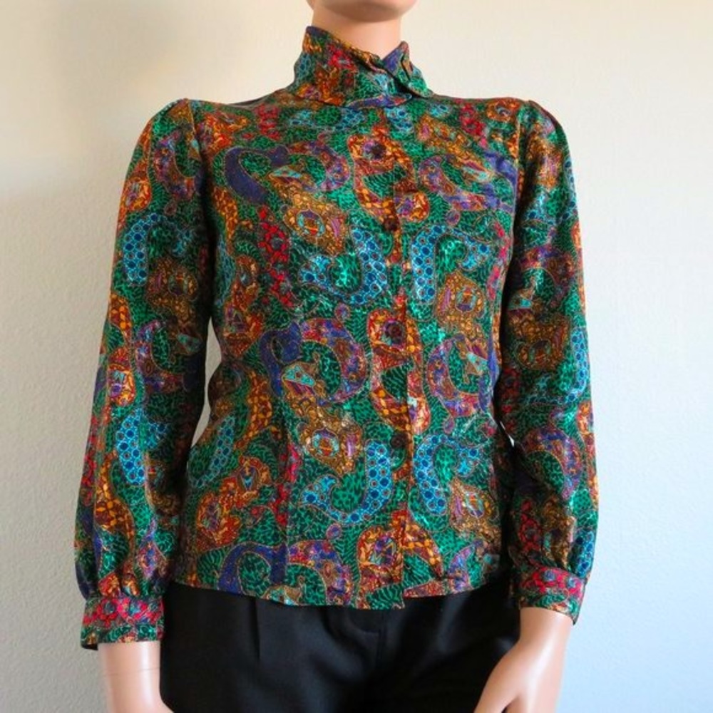 Y2K Eva Laurel New York Vintage Women Collard Button Down Long Sleeve Blouse